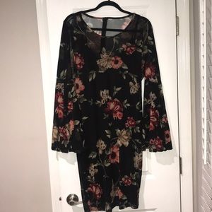 Shear Black floral print cocktail Dress 🖤🌺🌸🌹🖤